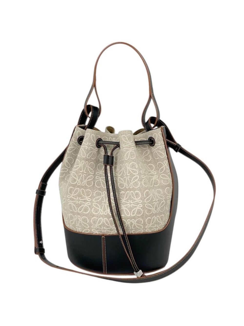 Loewe Shoulder Bag Balloon Medium 2-Way Canvas Beige Black
